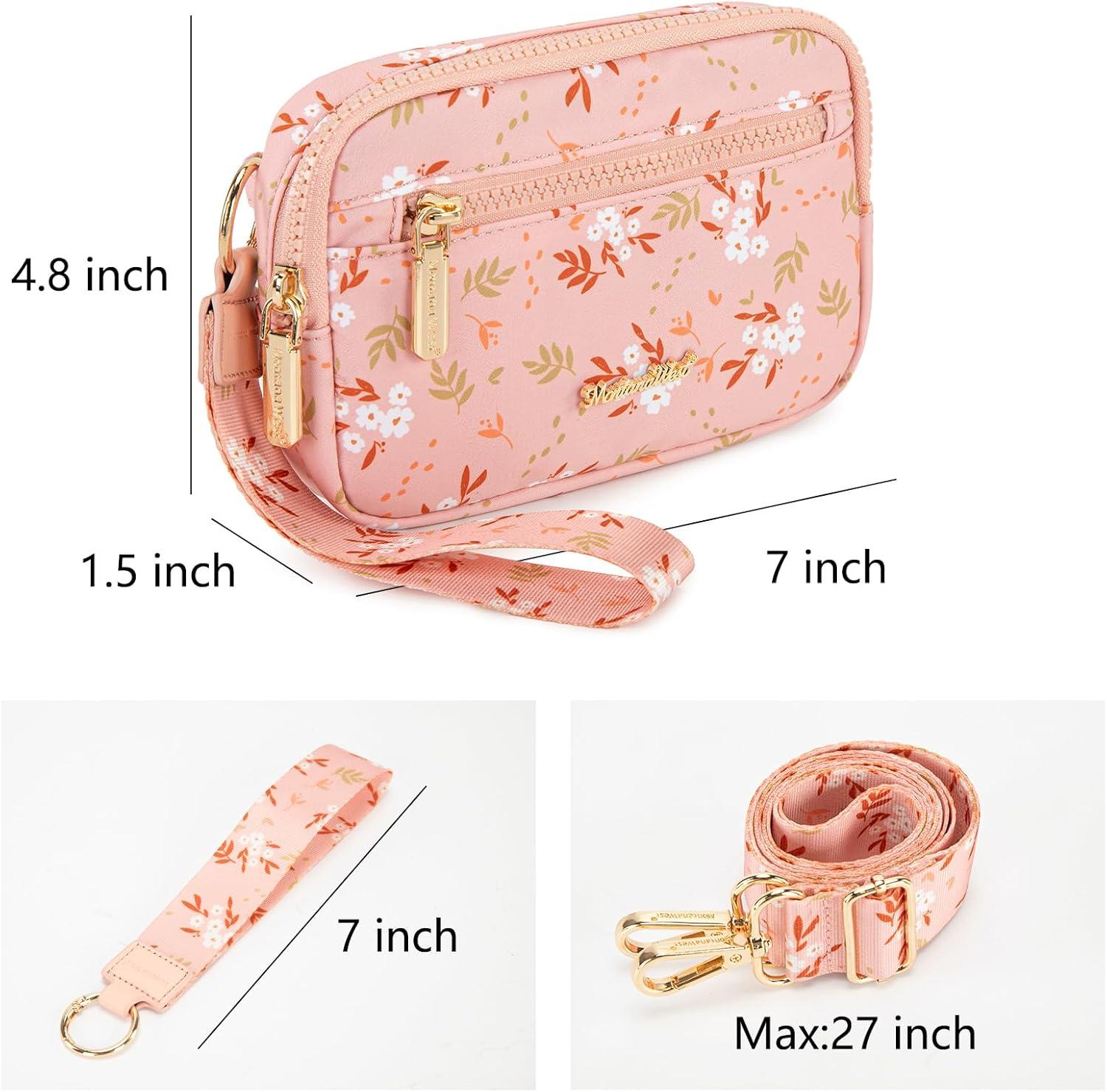 imageMontana West Wristlet Wallets for Women Nylon RFID Small Crossbody Phone Purse with Builtin Card Slots for GiftPink