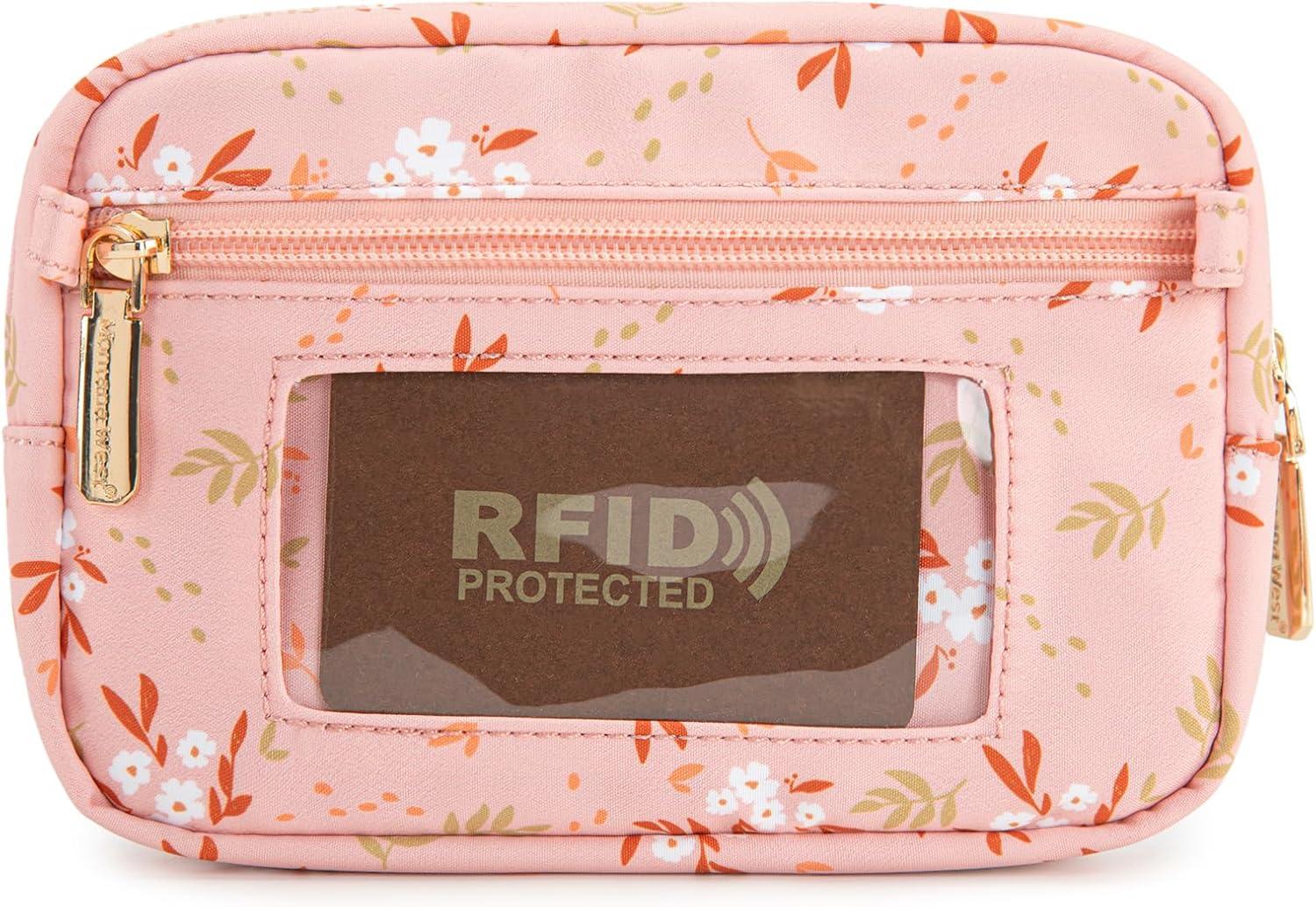 imageMontana West Wristlet Wallets for Women Nylon RFID Small Crossbody Phone Purse with Builtin Card Slots for GiftPink