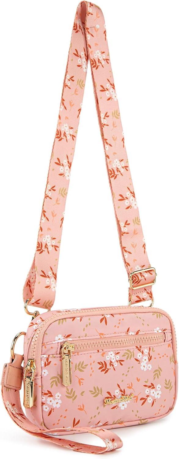 imageMontana West Wristlet Wallets for Women Nylon RFID Small Crossbody Phone Purse with Builtin Card Slots for GiftPink