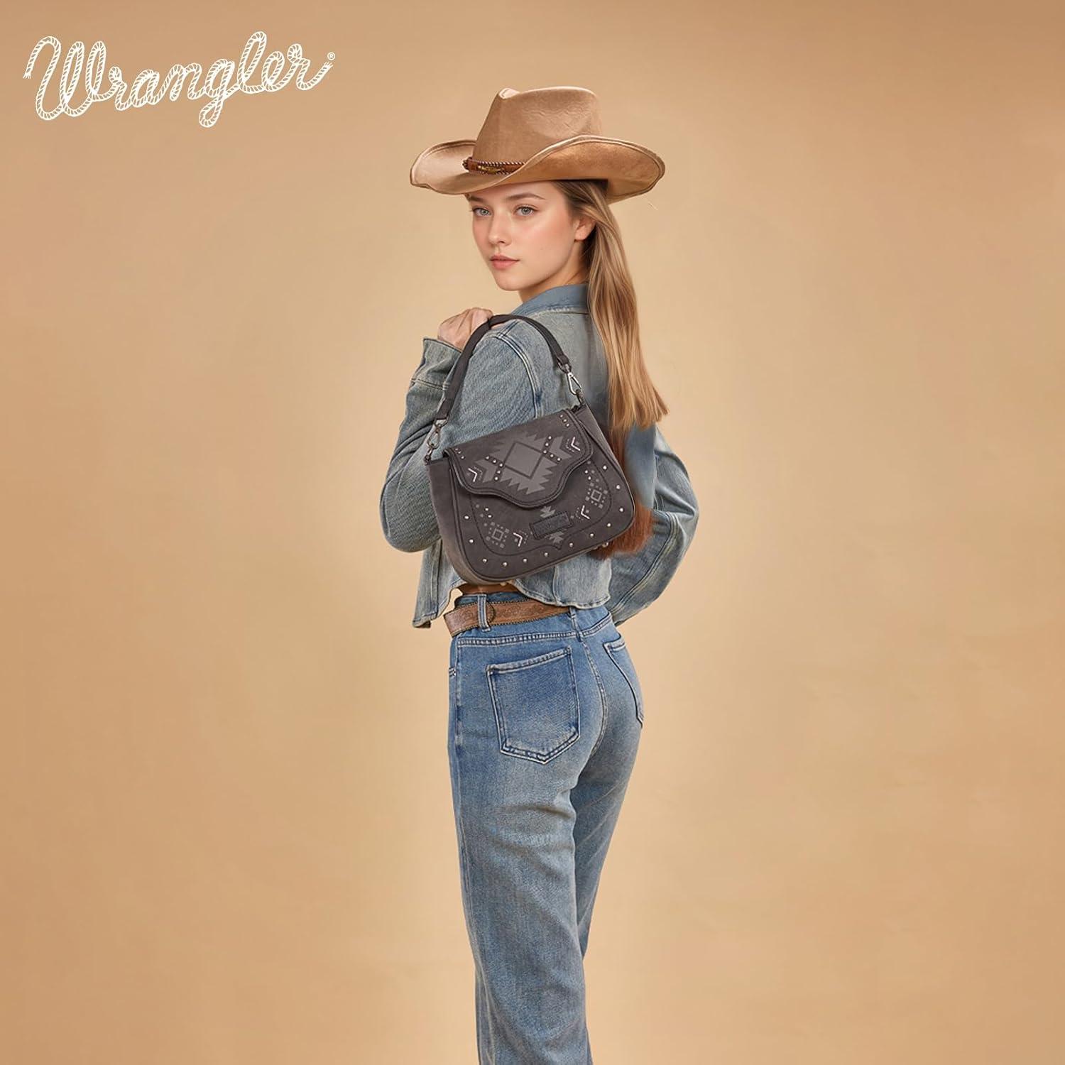 imageWrangler Western Flap Crossbody Bag for Women Designer Purses Shoulder BagBlack