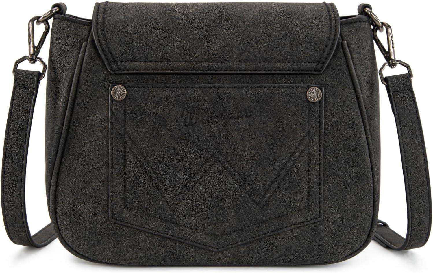 imageWrangler Western Flap Crossbody Bag for Women Designer Purses Shoulder BagBlack