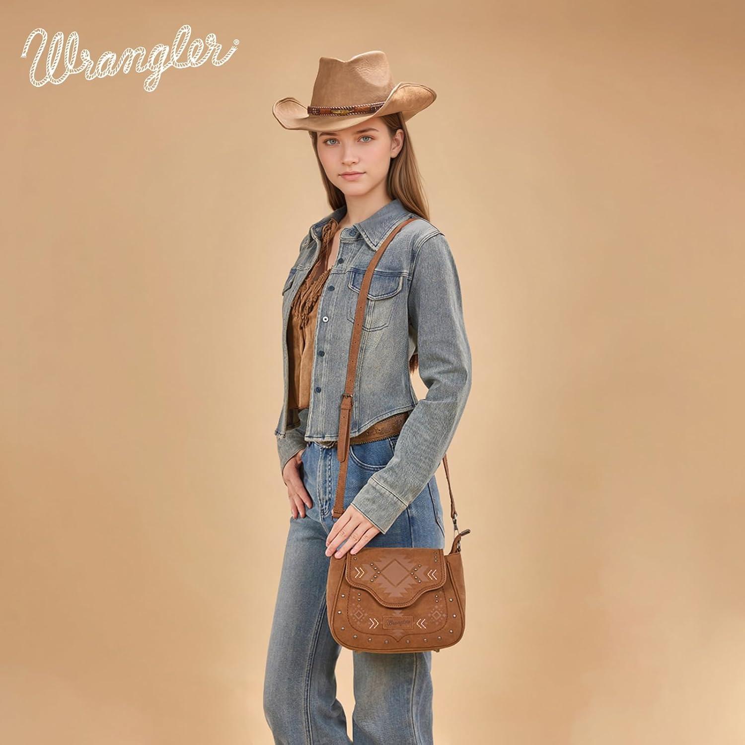 imageWrangler Western Flap Crossbody Bag for Women Designer Purses Shoulder BagBrown