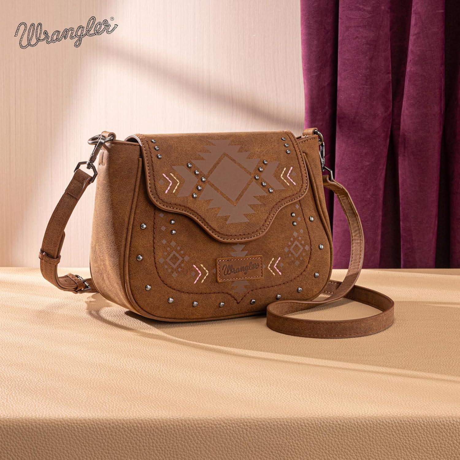 imageWrangler Western Flap Crossbody Bag for Women Designer Purses Shoulder BagBrown