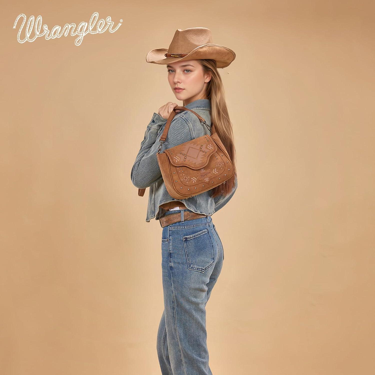 imageWrangler Western Flap Crossbody Bag for Women Designer Purses Shoulder BagBrown