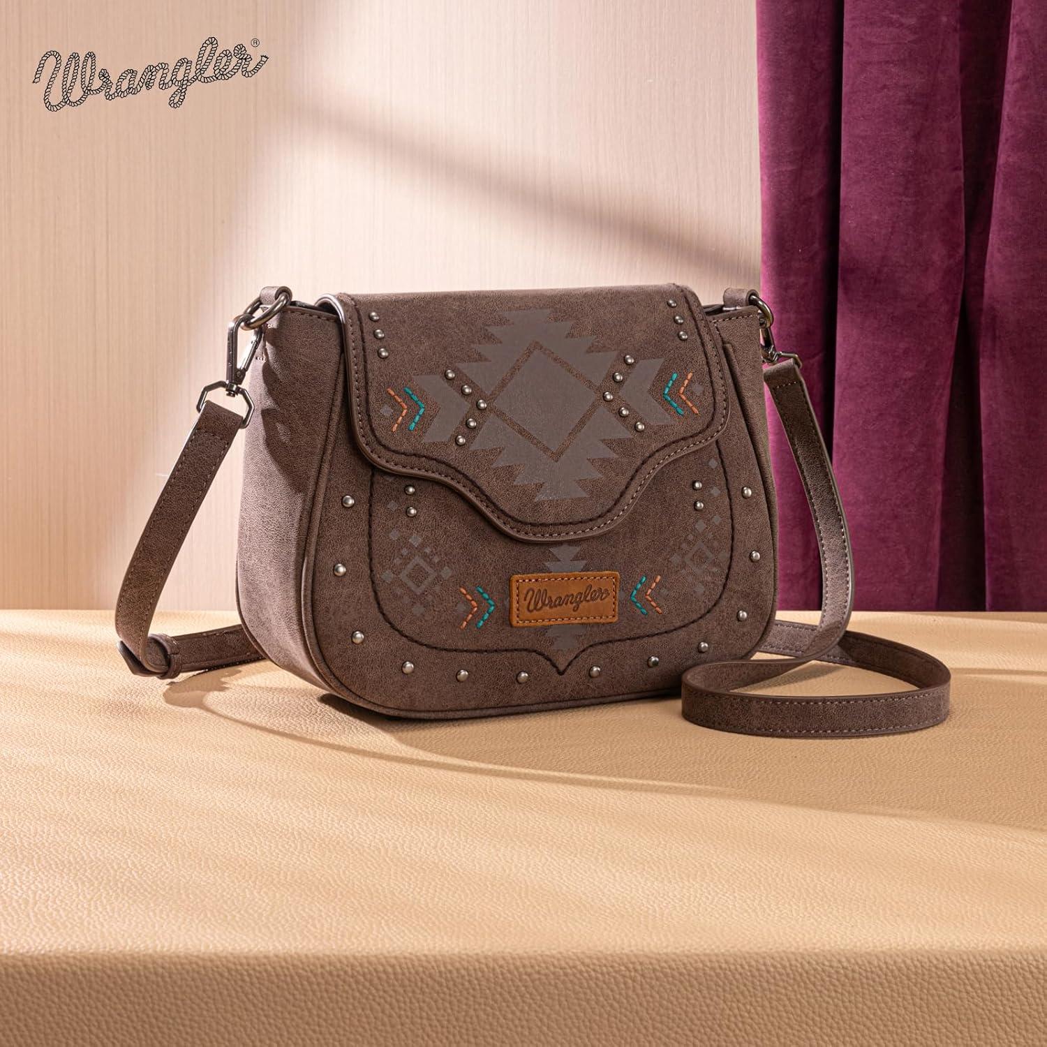 imageWrangler Western Flap Crossbody Bag for Women Designer Purses Shoulder BagCoffee