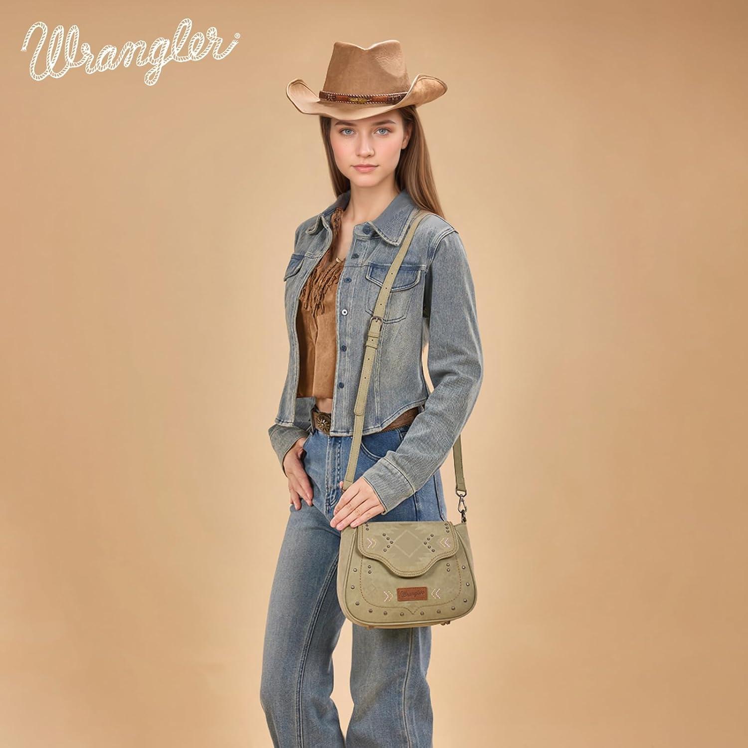 imageWrangler Western Flap Crossbody Bag for Women Designer Purses Shoulder BagGreen