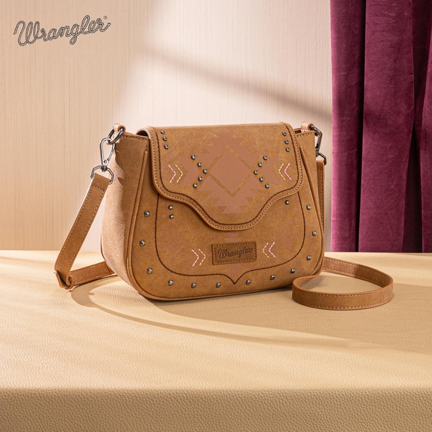 imageWrangler Western Flap Crossbody Bag for Women Designer Purses Shoulder BagLight Brown
