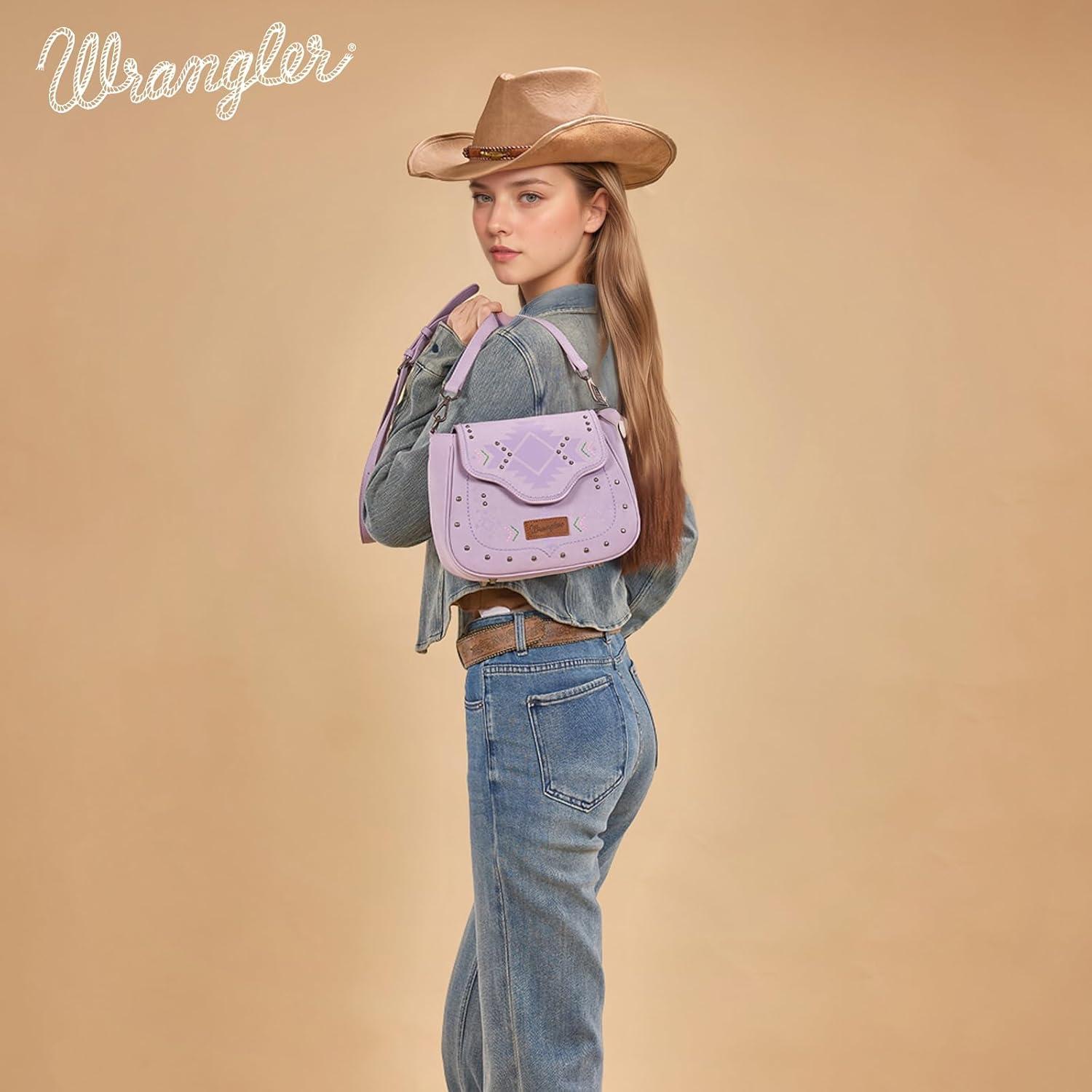 imageWrangler Western Flap Crossbody Bag for Women Designer Purses Shoulder BagPurple
