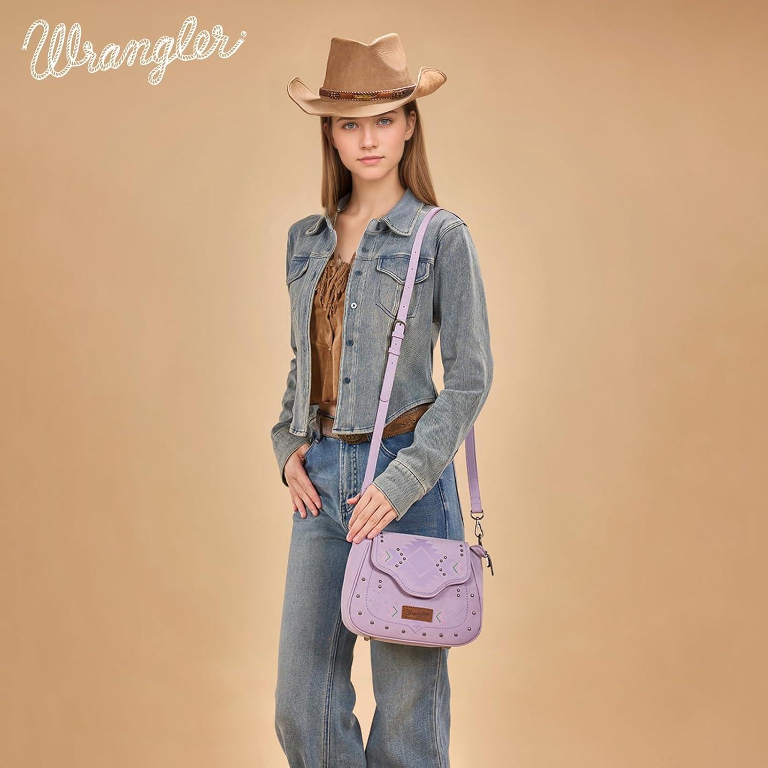 imageWrangler Western Flap Crossbody Bag for Women Designer Purses Shoulder BagPurple