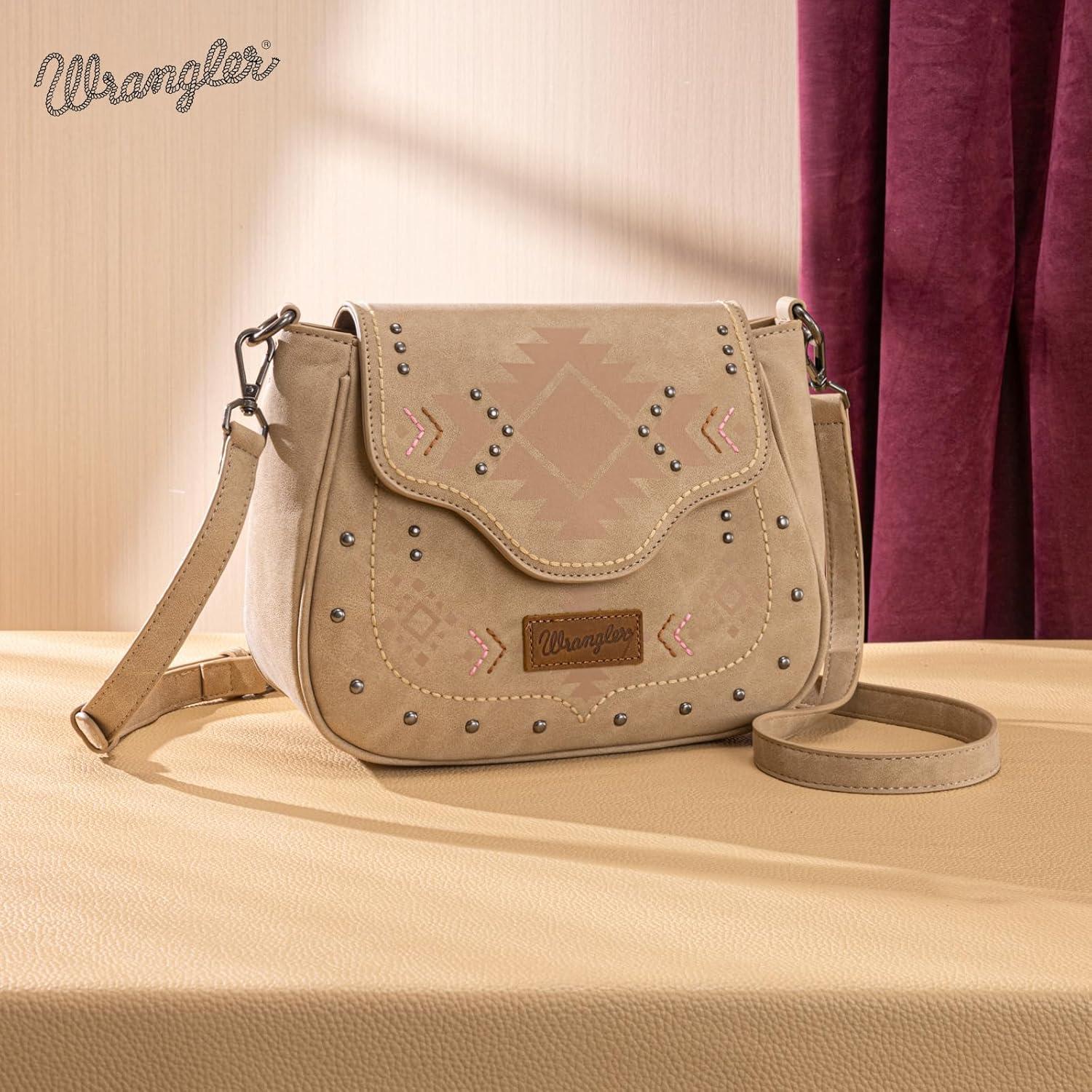 imageWrangler Western Flap Crossbody Bag for Women Designer Purses Shoulder BagTan