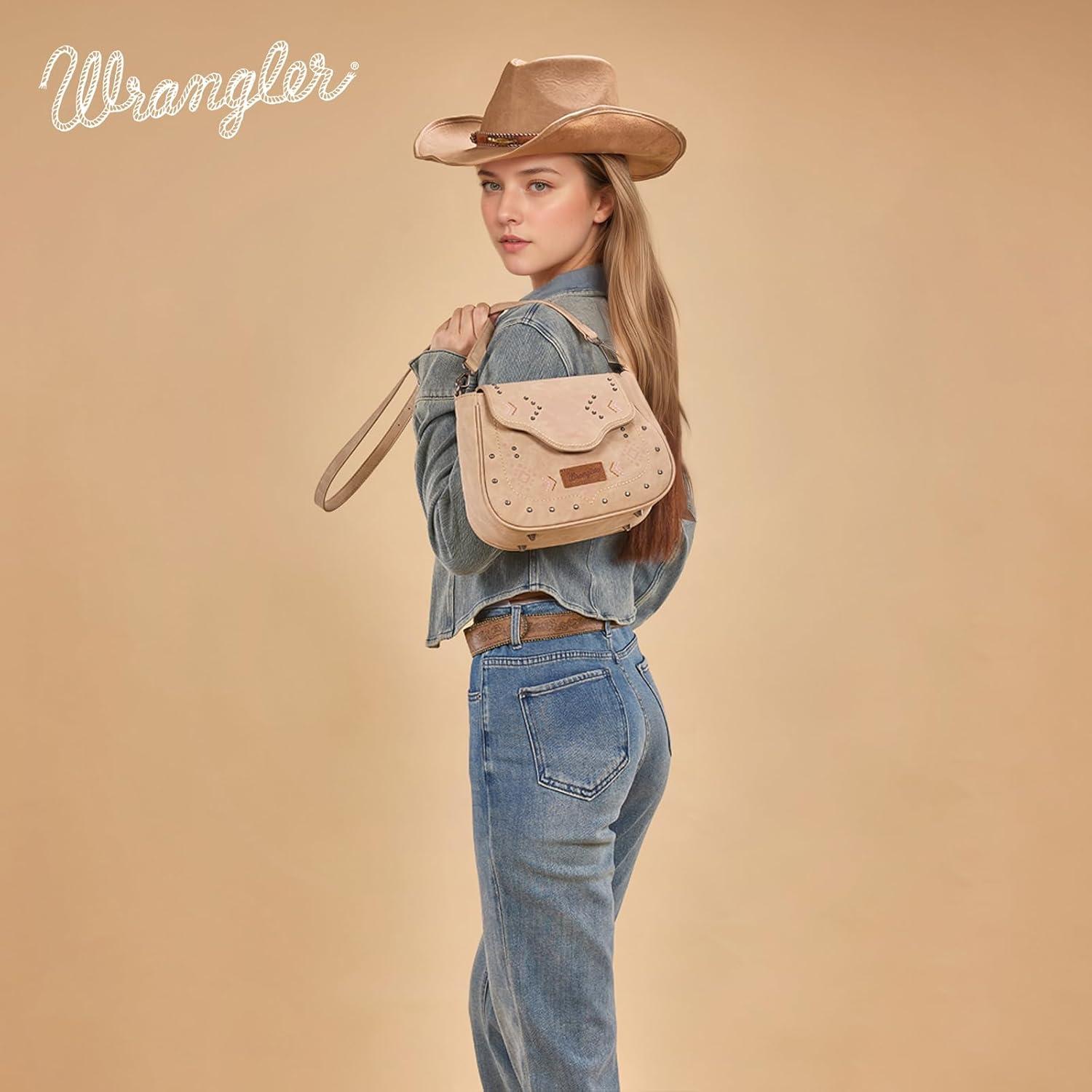 imageWrangler Western Flap Crossbody Bag for Women Designer Purses Shoulder BagTan