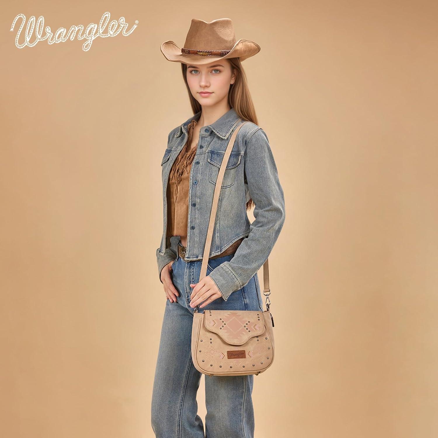imageWrangler Western Flap Crossbody Bag for Women Designer Purses Shoulder BagTan