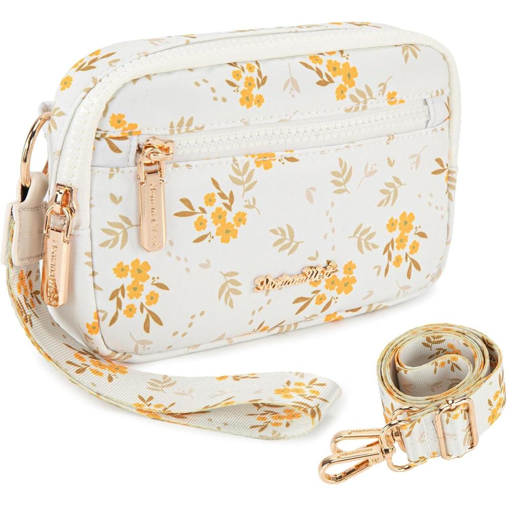 imageMontana West Wristlet Wallets for Women Nylon RFID Small Crossbody Phone Purse with Builtin Card Slots for GiftBeige