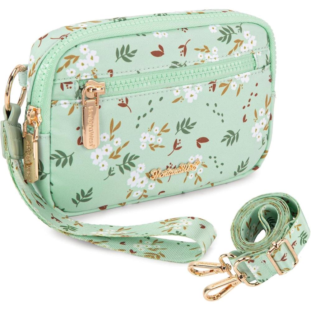 imageMontana West Wristlet Wallets for Women Nylon RFID Small Crossbody Phone Purse with Builtin Card Slots for GiftGreen