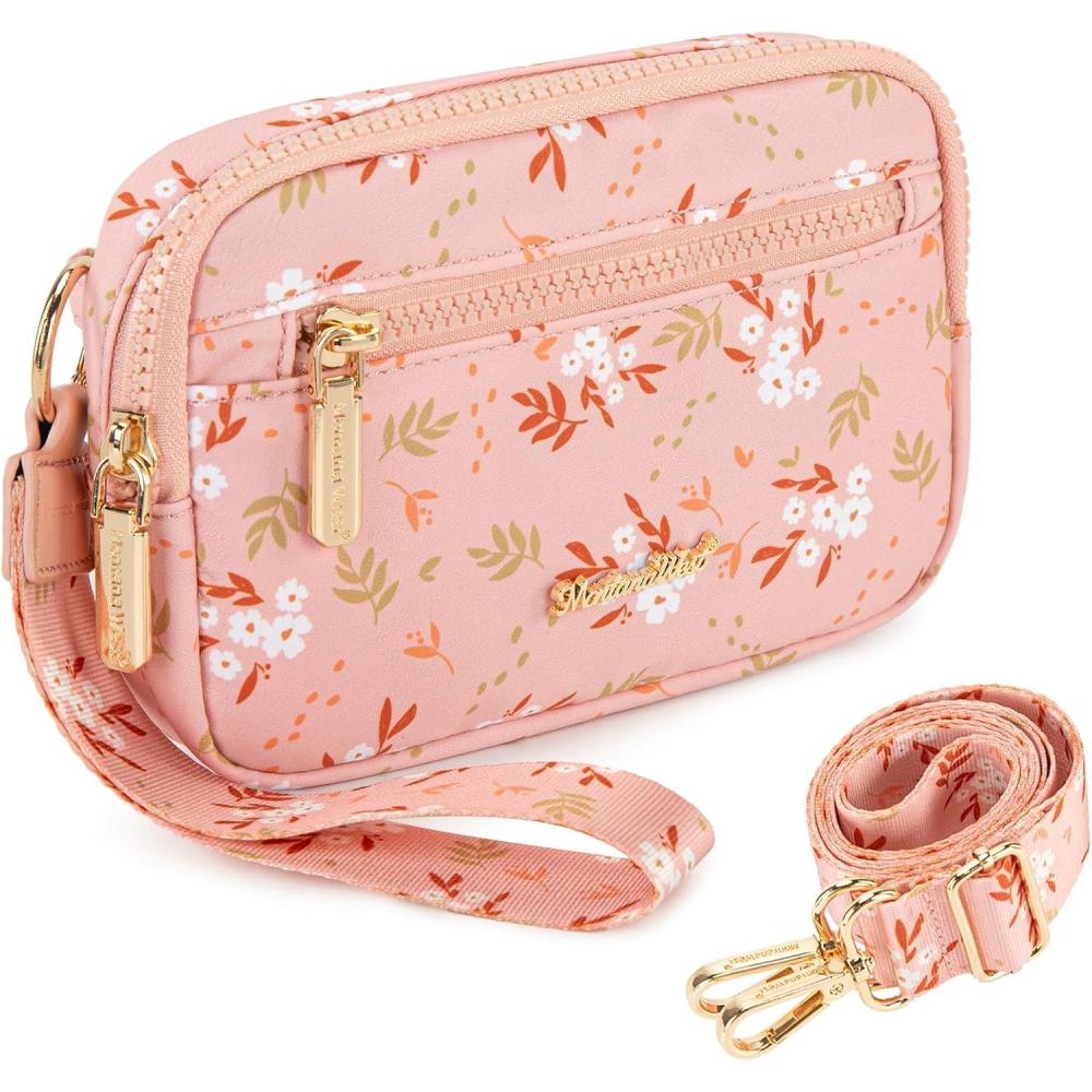 imageMontana West Wristlet Wallets for Women Nylon RFID Small Crossbody Phone Purse with Builtin Card Slots for GiftPink