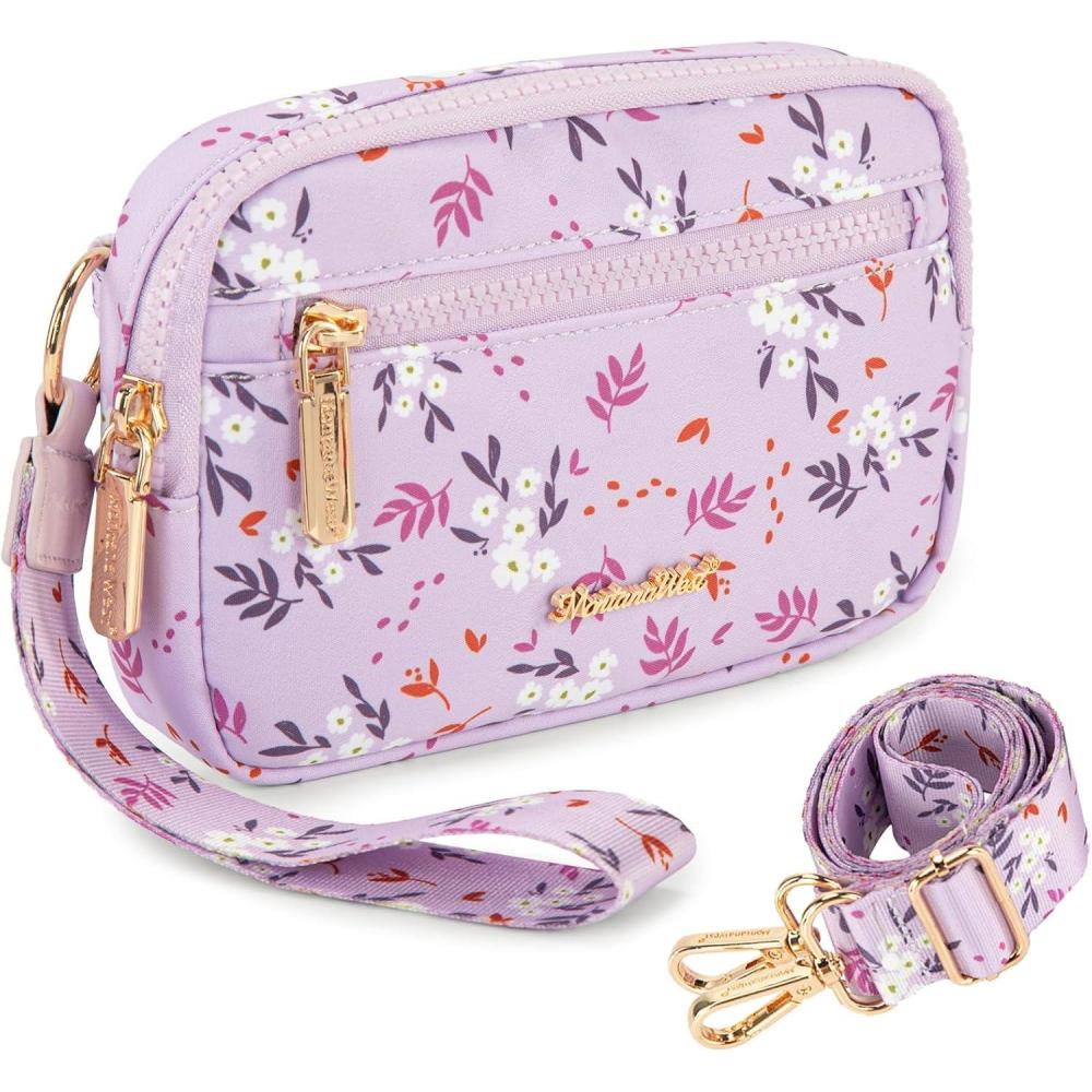 imageMontana West Wristlet Wallets for Women Nylon RFID Small Crossbody Phone Purse with Builtin Card Slots for GiftPurple