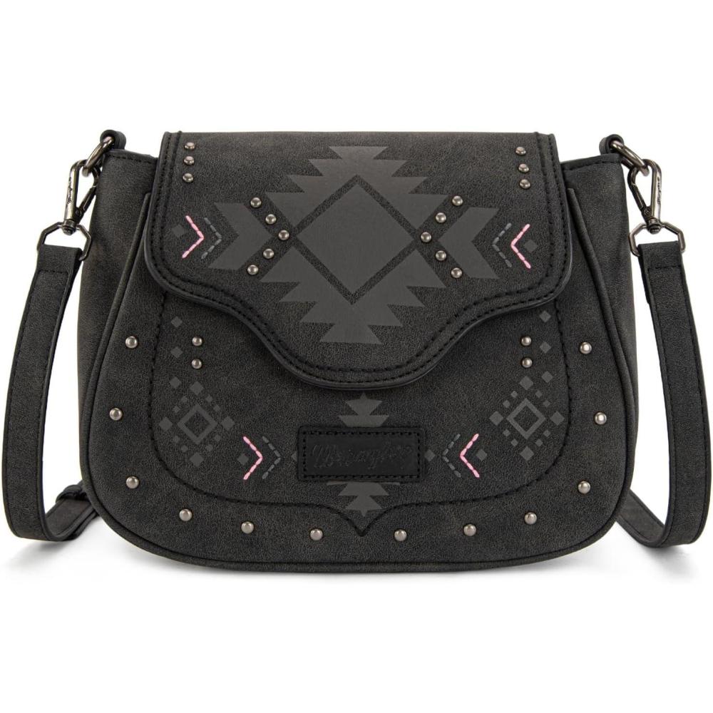 imageWrangler Western Flap Crossbody Bag for Women Designer Purses Shoulder BagBlack
