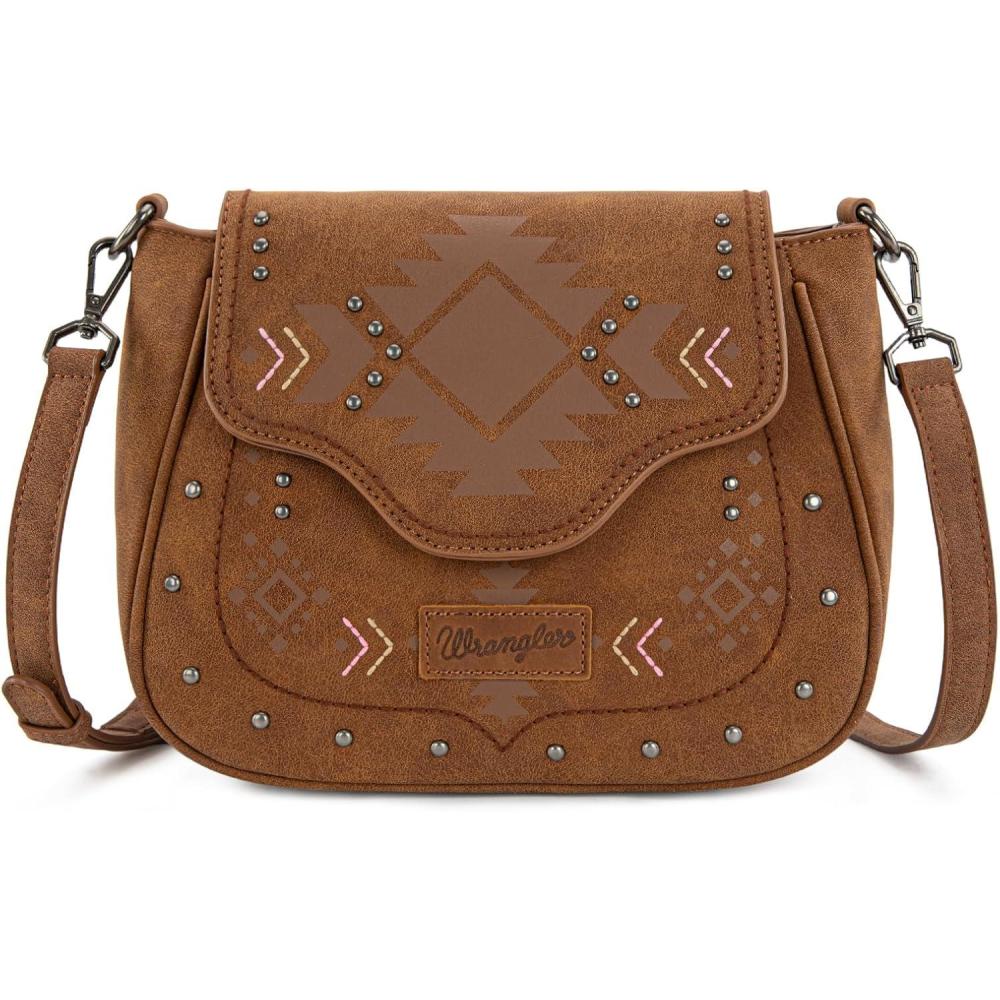imageWrangler Western Flap Crossbody Bag for Women Designer Purses Shoulder BagBrown