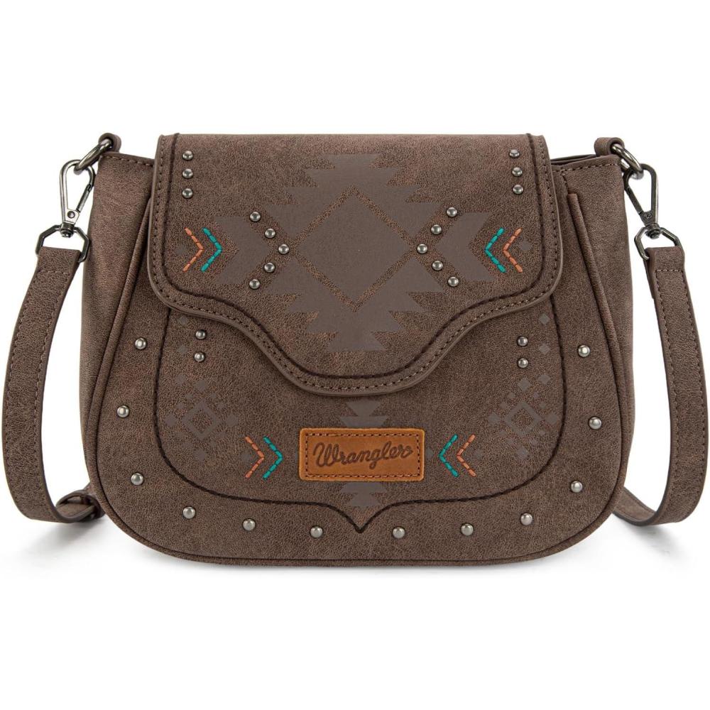 imageWrangler Western Flap Crossbody Bag for Women Designer Purses Shoulder BagCoffee