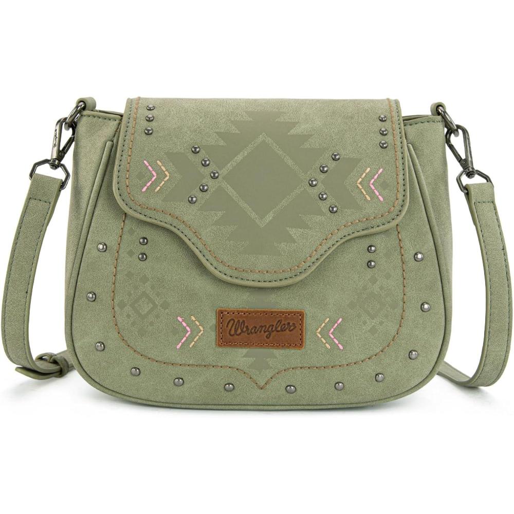 imageWrangler Western Flap Crossbody Bag for Women Designer Purses Shoulder BagGreen