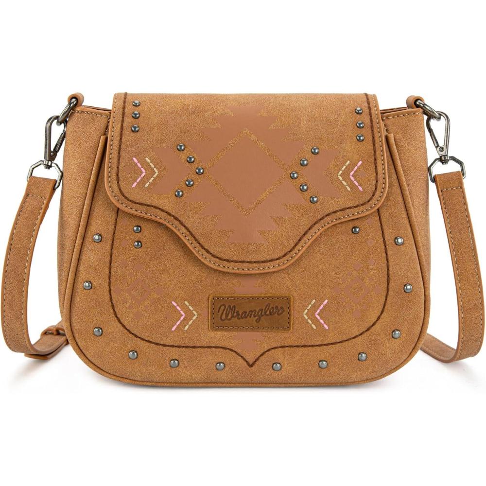 imageWrangler Western Flap Crossbody Bag for Women Designer Purses Shoulder BagLight Brown