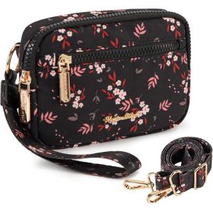 Montana West Wristlet Wallets for Women Nylon RFID Small Crossbody Phone Purse, with Built-in Card Slots for Gift(Black)