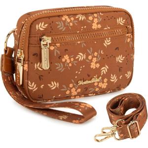 Montana West Wristlet Wallets for Women Nylon RFID Small Crossbody Phone Purse, with Built-in Card Slots for Gift(Brown)