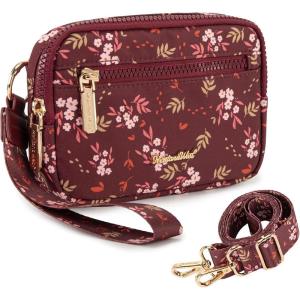 Montana West Wristlet Wallets for Women Nylon RFID Small Crossbody Phone Purse, with Built-in Card Slots for Gift(Burgundy)
