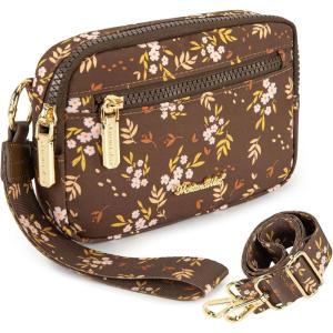 Montana West Wristlet Wallets for Women Nylon RFID Small Crossbody Phone Purse, with Built-in Card Slots for Gift(Coffee)