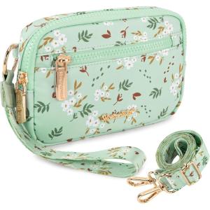Montana West Wristlet Wallets for Women Nylon RFID Small Crossbody Phone Purse, with Built-in Card Slots for Gift(Green)