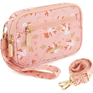Montana West Wristlet Wallets for Women Nylon RFID Small Crossbody Phone Purse, with Built-in Card Slots for Gift(Pink)