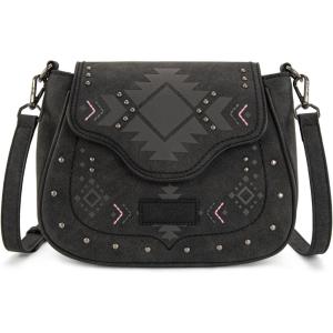 Wrangler Western Flap Crossbody Bag for Women Designer Purses Shoulder Bag(Black)