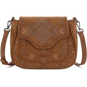 Wrangler Western Flap Crossbody Bag for Women Designer Purses Shoulder Bag(Brown)
