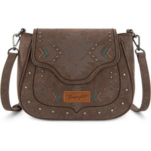 Wrangler Western Flap Crossbody Bag for Women Designer Purses Shoulder Bag(Coffee)