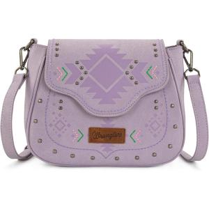 Wrangler Western Flap Crossbody Bag for Women Designer Purses Shoulder Bag(Purple)