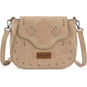 Wrangler Western Flap Crossbody Bag for Women Designer Purses Shoulder Bag(Tan)