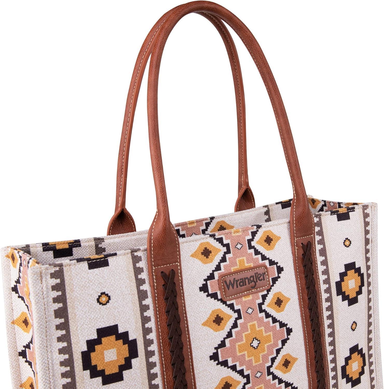imageMontana West Wrangler Large Tote Bag for Women Work Handbags Shoulder Purses with Top Handle WesternA Angel White No Strap