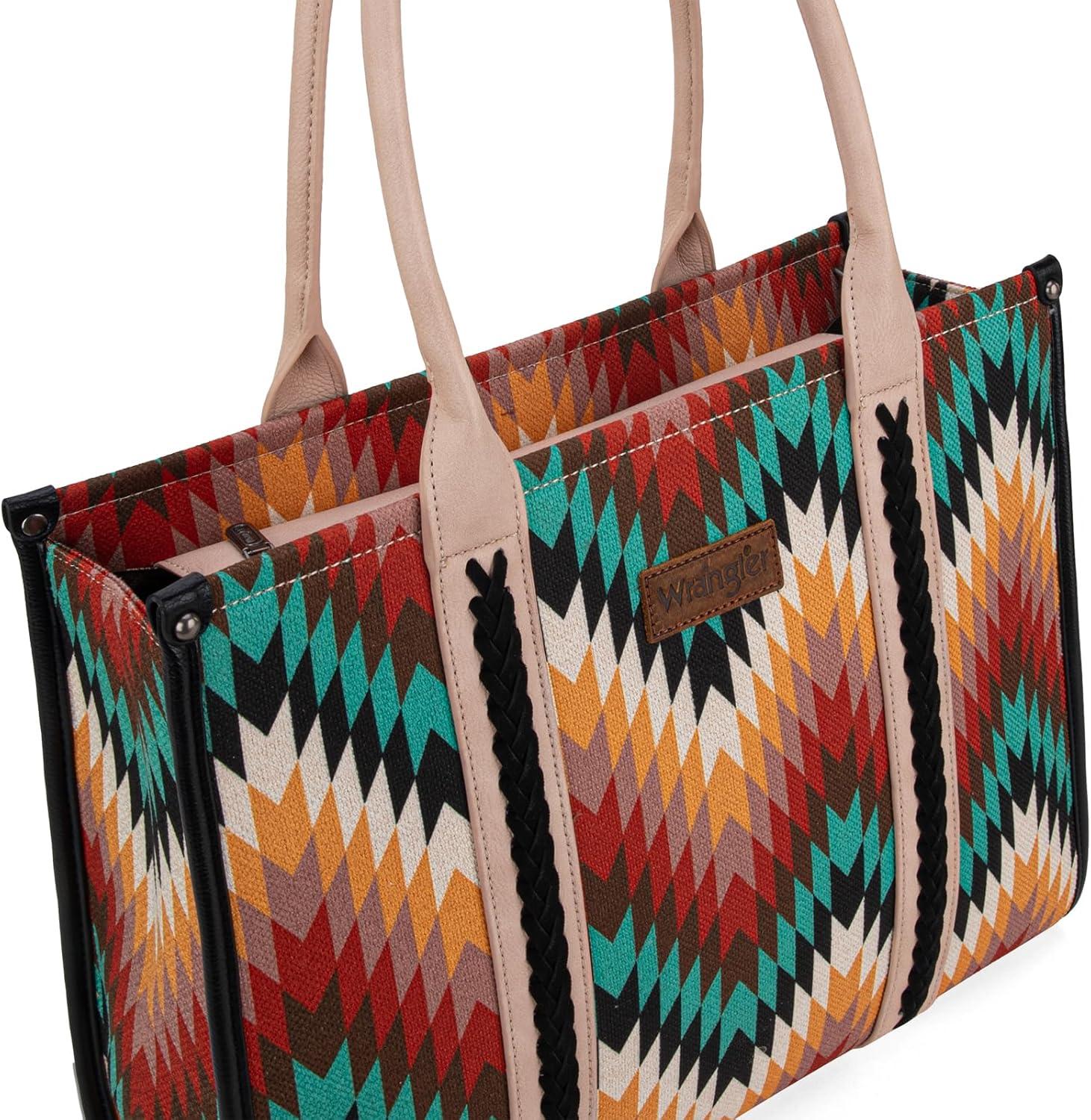 imageMontana West Wrangler Large Tote Bag for Women Work Handbags Shoulder Purses with Top Handle WesternCcanvas Cottonblack