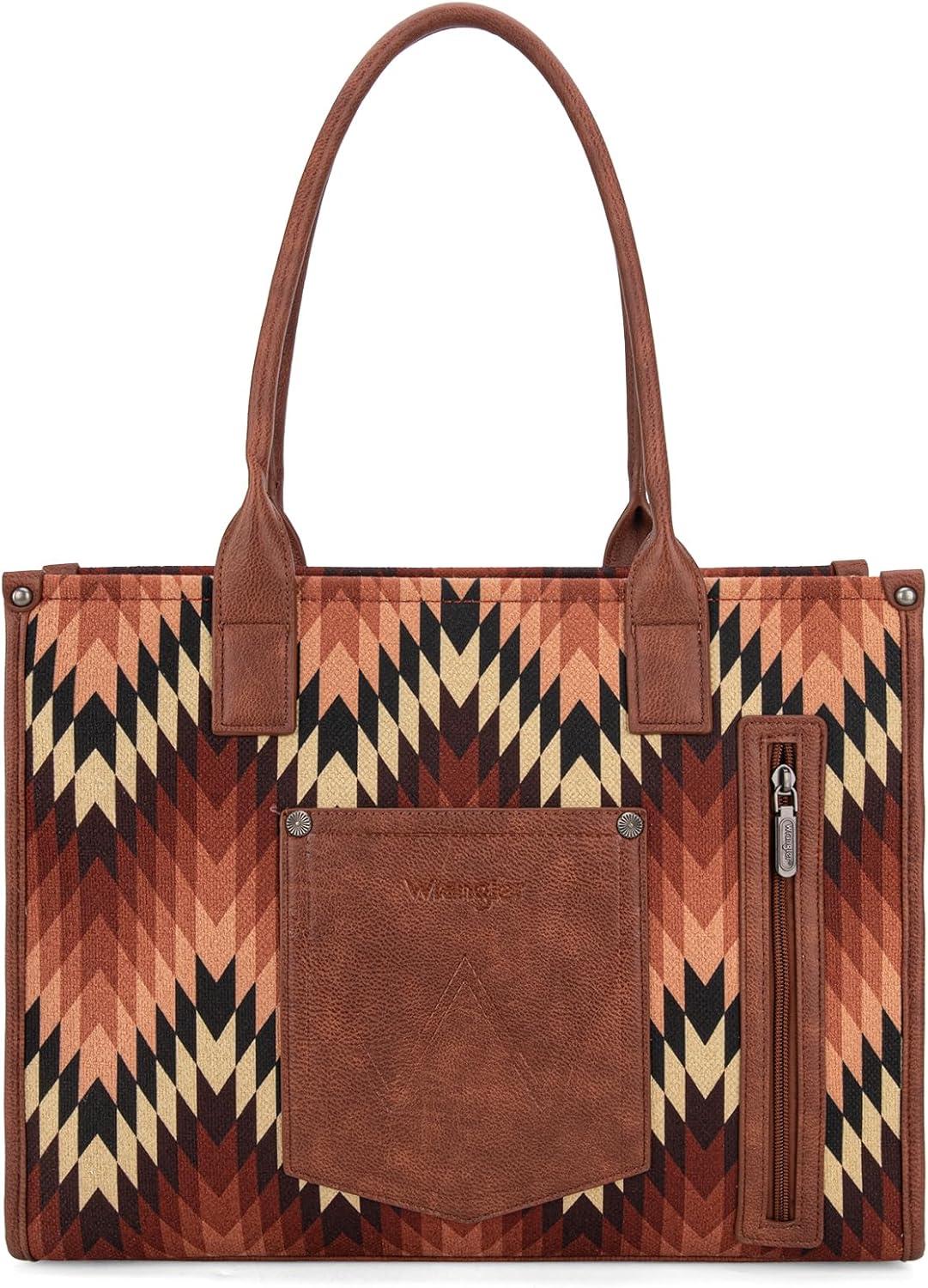 imageMontana West Wrangler Large Tote Bag for Women Work Handbags Shoulder Purses with Top Handle WesternCcanvas Cottonbrown