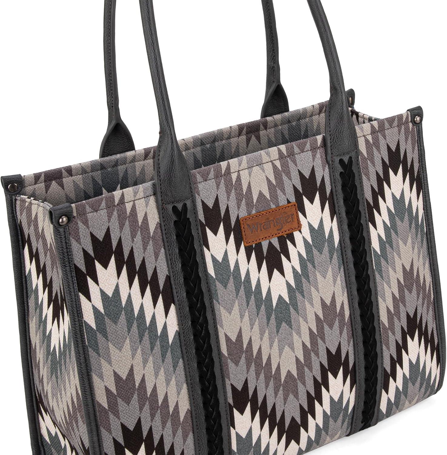 imageMontana West Wrangler Large Tote Bag for Women Work Handbags Shoulder Purses with Top Handle WesternCcanvas Cottongrey