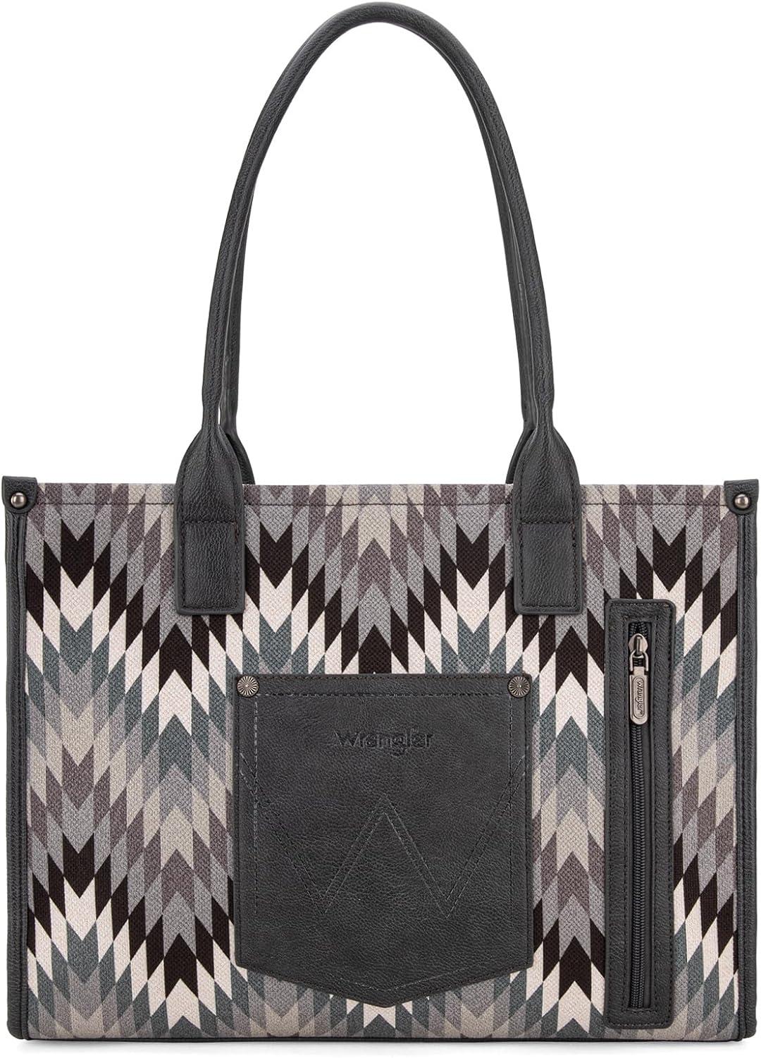 imageMontana West Wrangler Large Tote Bag for Women Work Handbags Shoulder Purses with Top Handle WesternCcanvas Cottongrey