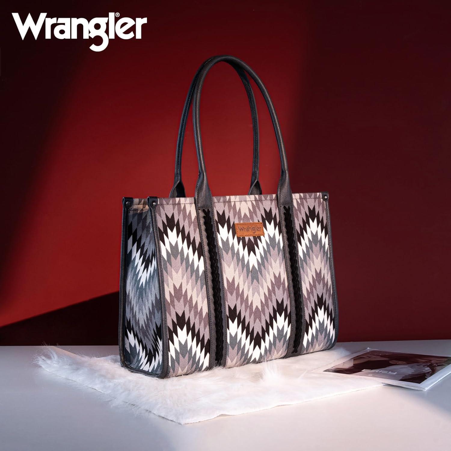 imageMontana West Wrangler Large Tote Bag for Women Work Handbags Shoulder Purses with Top Handle WesternCcanvas Cottongrey