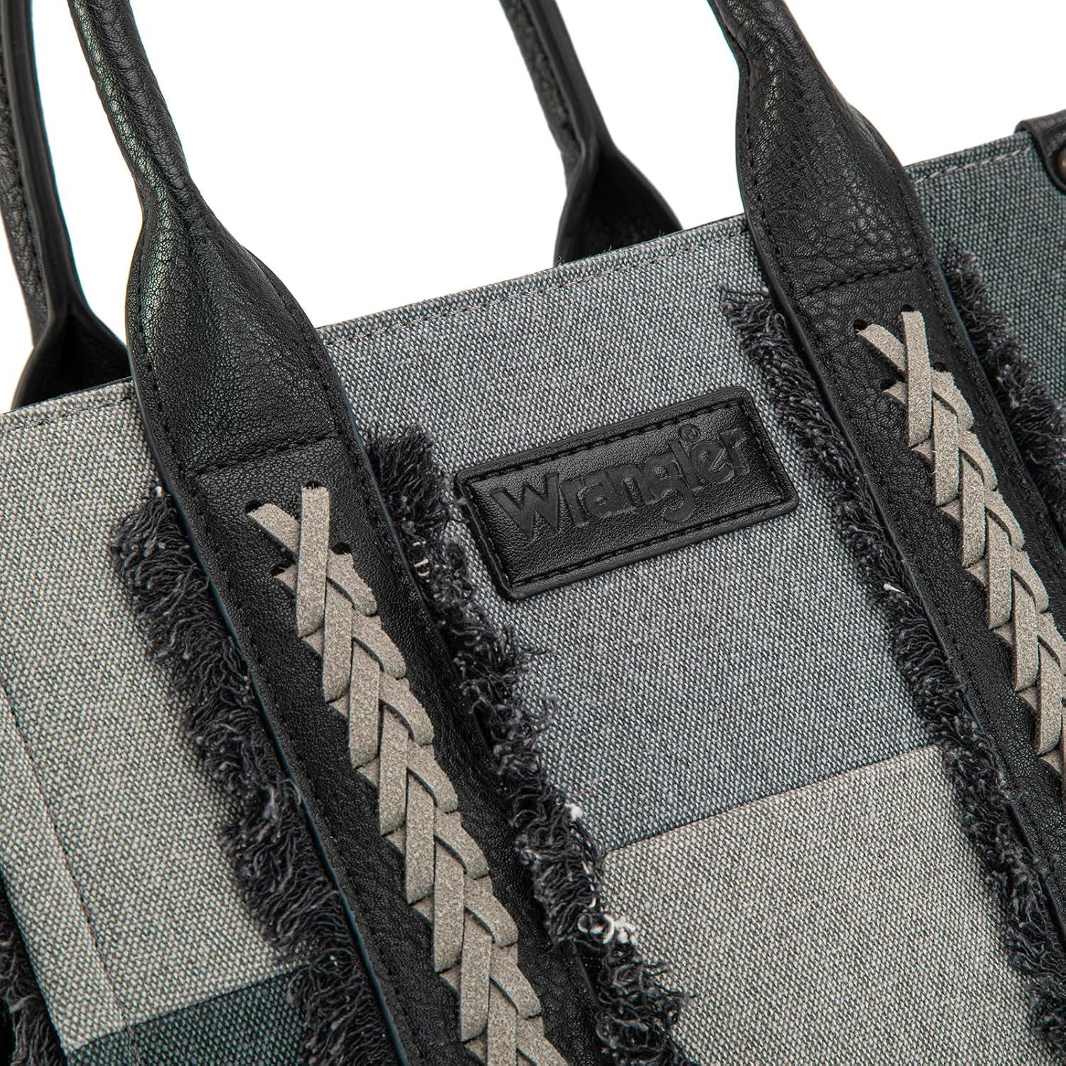 imageMontana West Wrangler Tote Bag for Women Canvas Woven Top Handle Handbags with Guitar Strap Retro Purse Boho Shoulder BagBlack