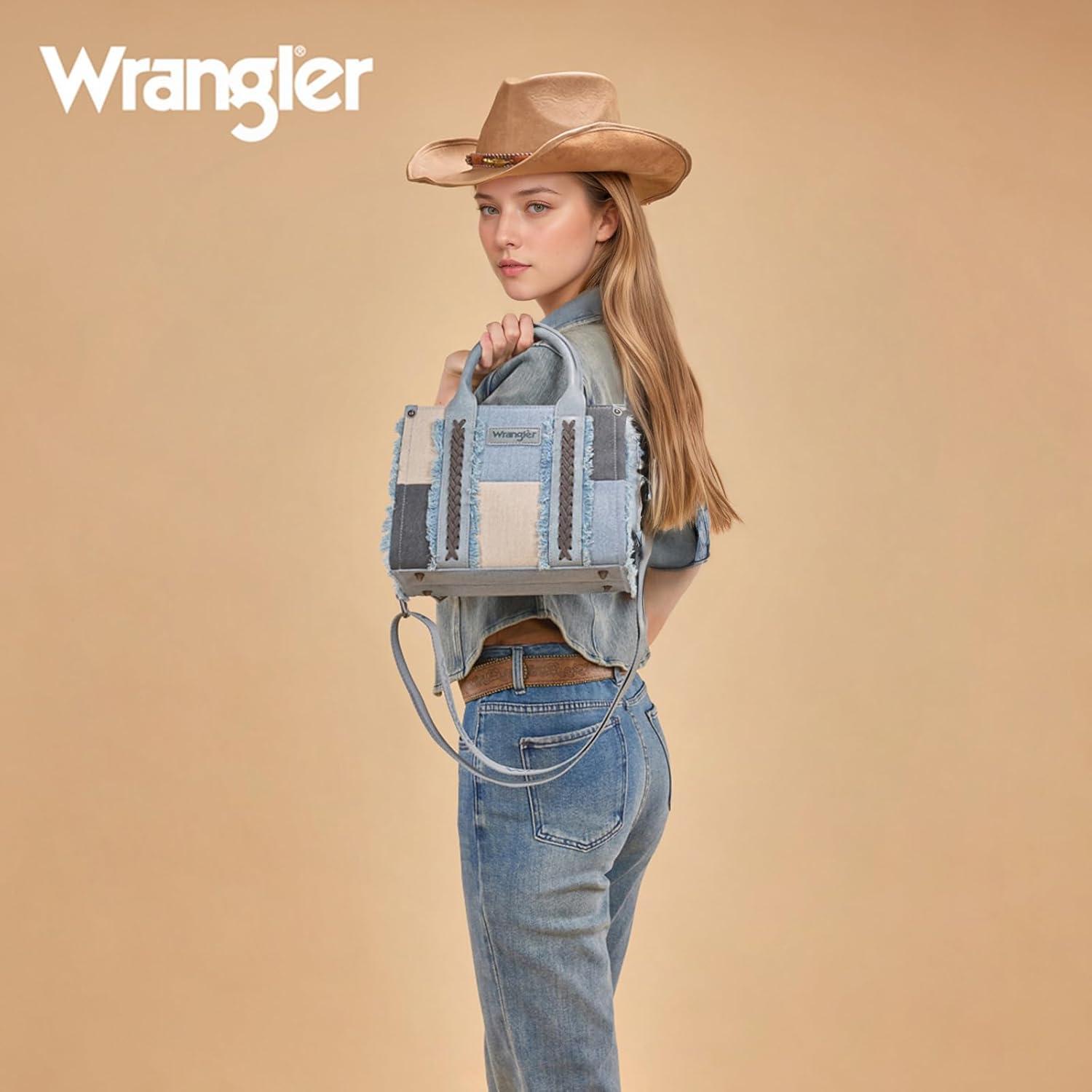 imageMontana West Wrangler Tote Bag for Women Canvas Woven Top Handle Handbags with Guitar Strap Retro Purse Boho Shoulder BagJean