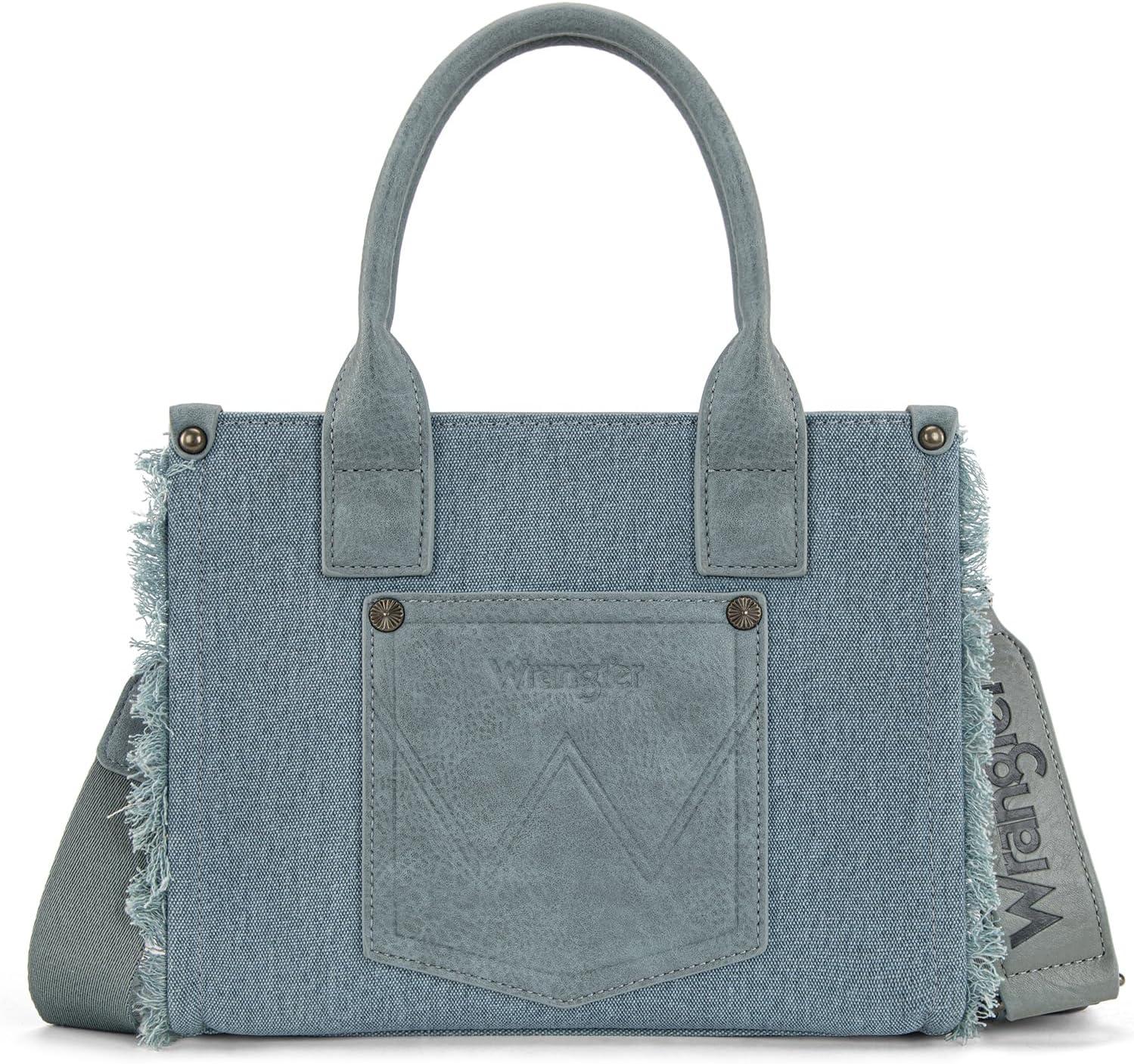 imageMontana West Wrangler Tote Bag for Women Canvas Woven Top Handle Handbags with Guitar Strap Retro Purse Boho Shoulder BagJean