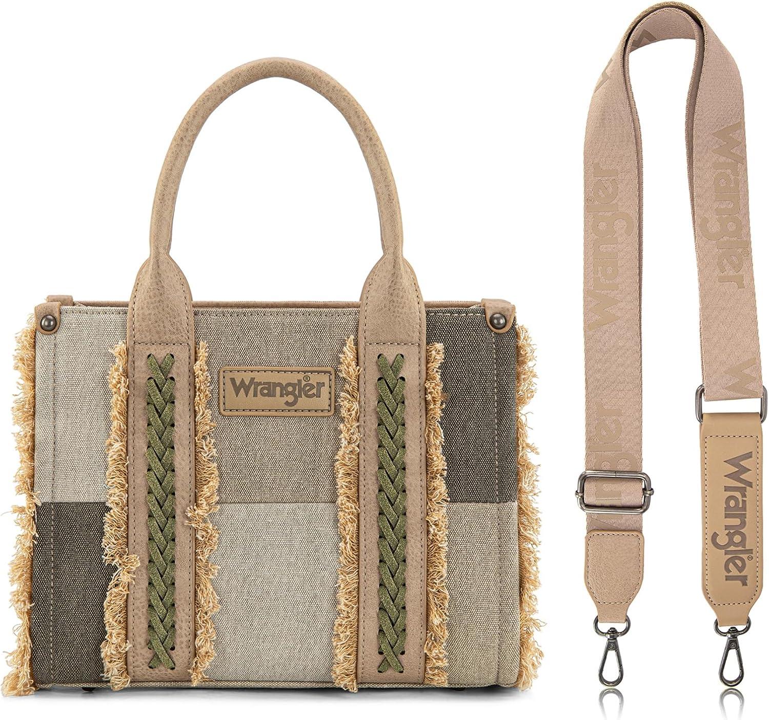 imageMontana West Wrangler Tote Bag for Women Canvas Woven Top Handle Handbags with Guitar Strap Retro Purse Boho Shoulder BagTan