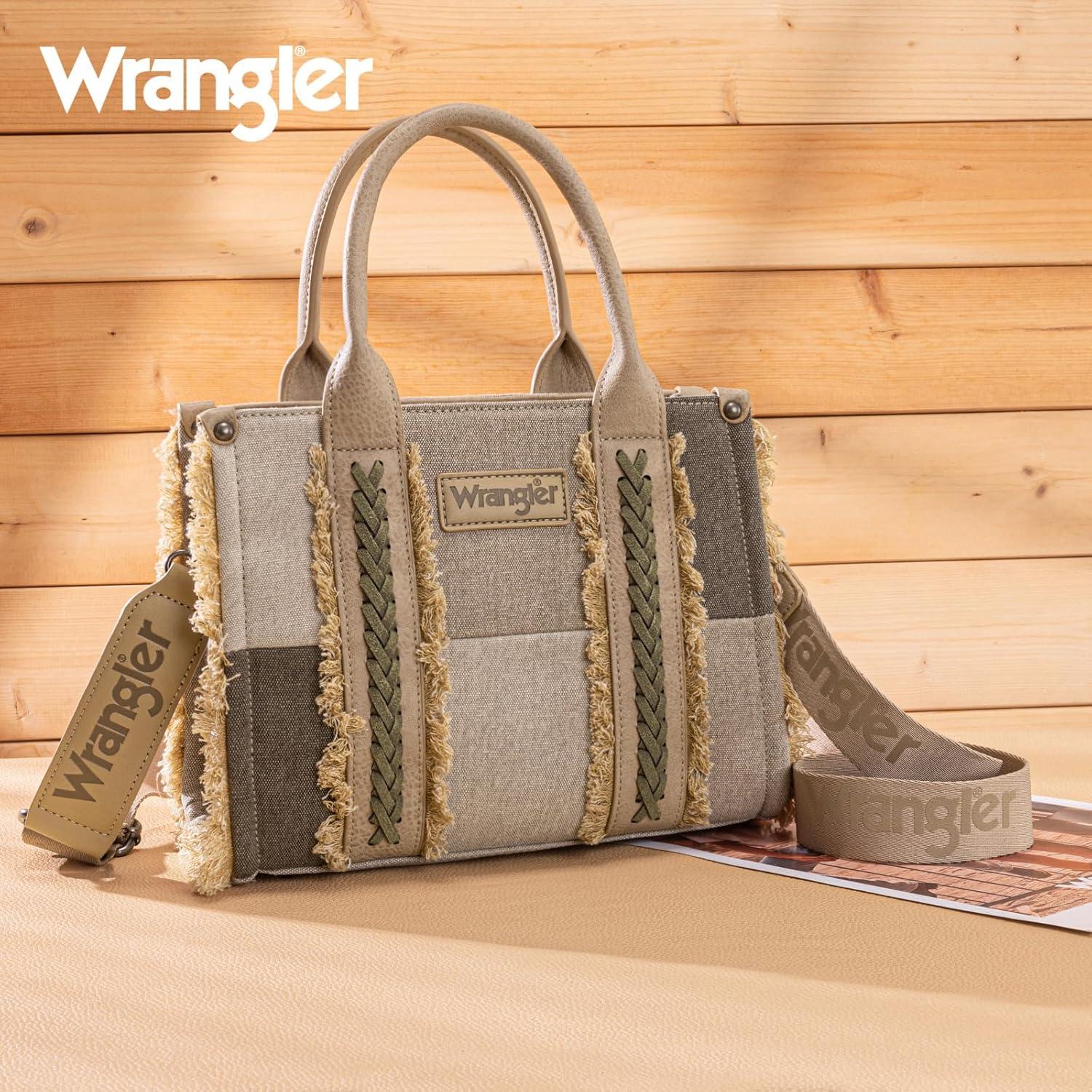imageMontana West Wrangler Tote Bag for Women Canvas Woven Top Handle Handbags with Guitar Strap Retro Purse Boho Shoulder BagTan