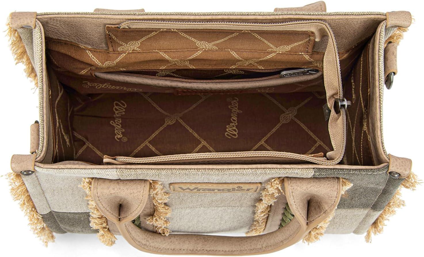 imageMontana West Wrangler Tote Bag for Women Canvas Woven Top Handle Handbags with Guitar Strap Retro Purse Boho Shoulder BagTan