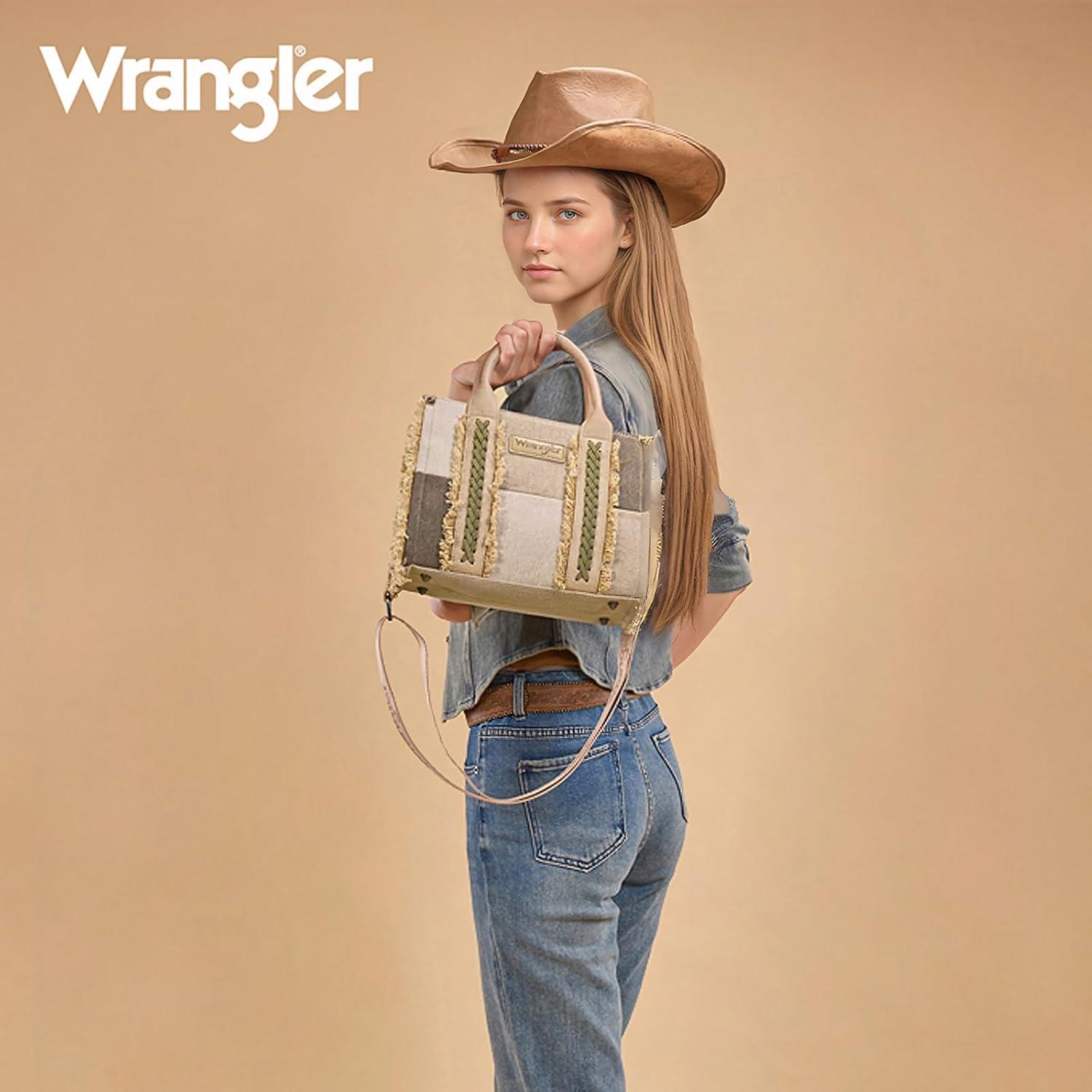 imageMontana West Wrangler Tote Bag for Women Canvas Woven Top Handle Handbags with Guitar Strap Retro Purse Boho Shoulder BagTan