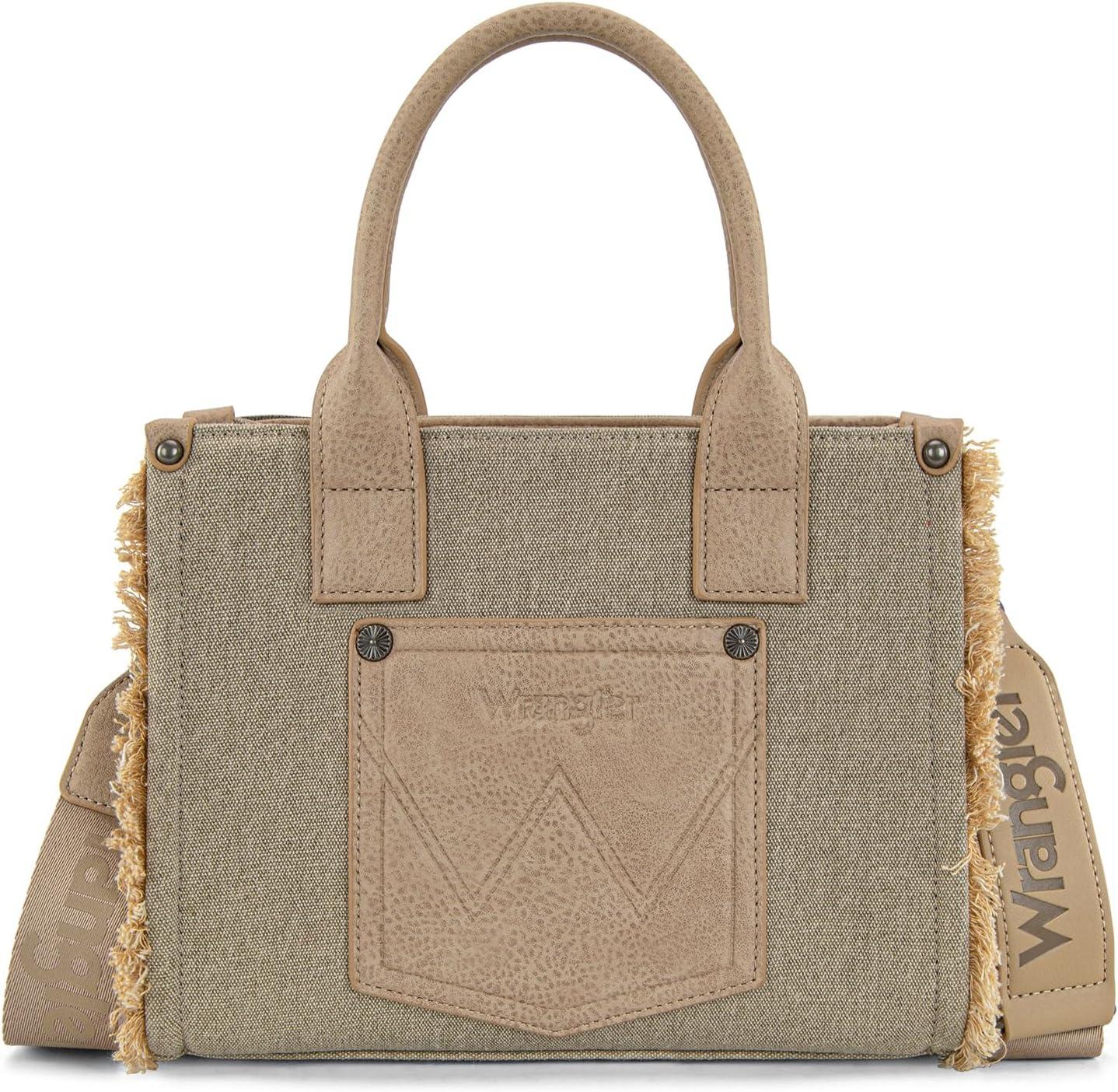 imageMontana West Wrangler Tote Bag for Women Canvas Woven Top Handle Handbags with Guitar Strap Retro Purse Boho Shoulder BagTan